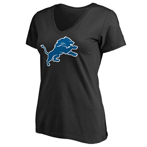 NFL Women's Detroit Lions Pro Line Black Primary Team Logo Slim Fit T-Shirt